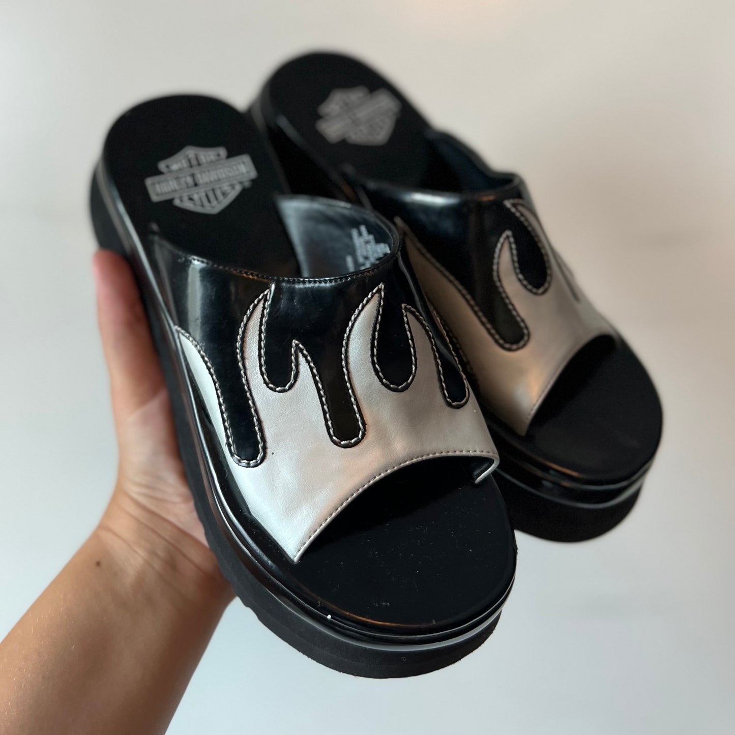 90s Harley Davidson Platform Flame Sandals